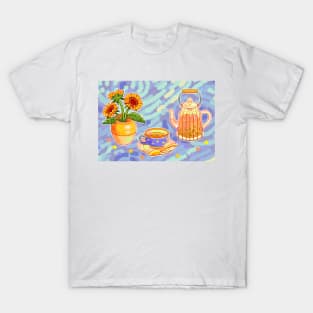 Van Gogh inspired starry yellow sunflower tea T-Shirt